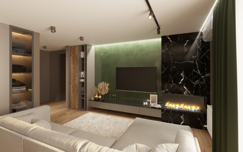 Кухня гостинная с балконом