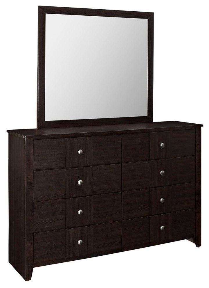 Modern Contemporary Bedroom Dresser and Mirror Black - Contemporary ...
