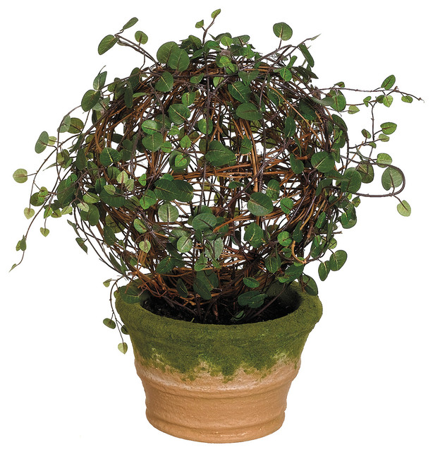 Silk Plants Direct Angel Vine Ball Topiary, Pack of 4 Traditional
