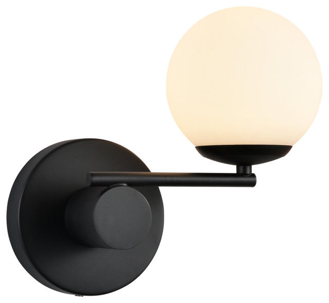 9" Integrated LED Wall Sconce Lighting Fixture With Glass Shade, Black