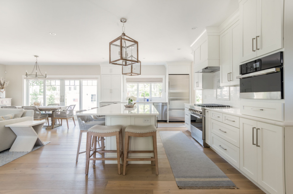 Example of a transitional kitchen design in Boston