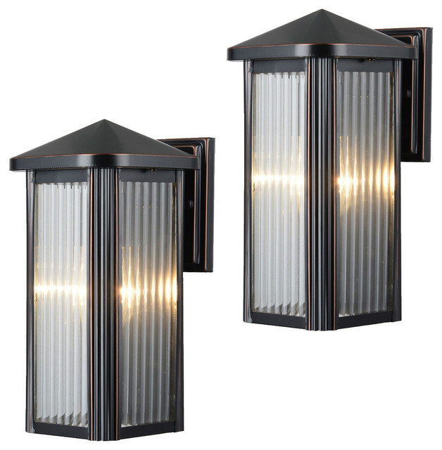 Oil Rubbed Bronze Outdoor Patio Exterior Light Set Of 2 23 0742