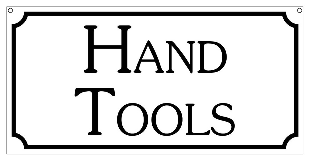 Hand Tools, Aluminum Wood Shop Hardware Sign, 6"x12" Contemporary