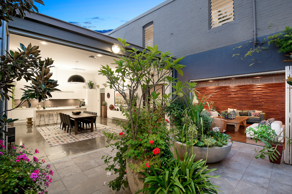 Eclectic patio in Sydney.