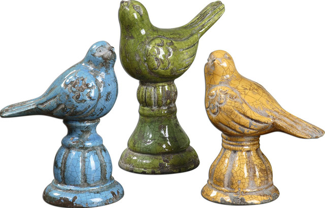 Uttermost 19705 Bird Trio Ceramic Figurines Set of 3