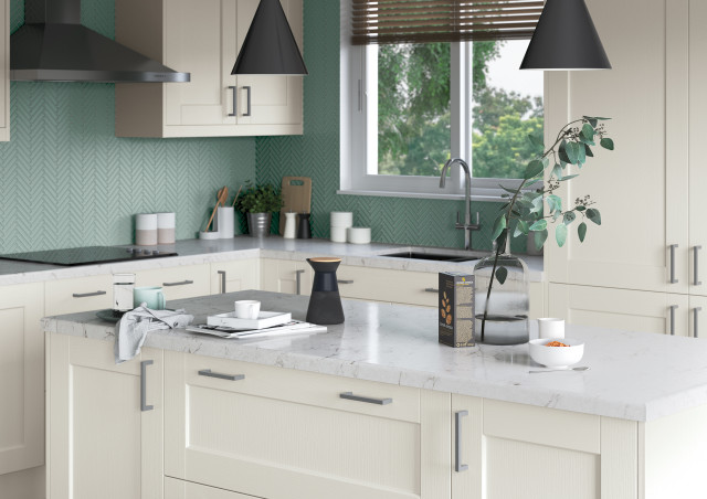 Island Unit Topped with Silestone Snowy Ibiza Quartz contemporary-kitchen