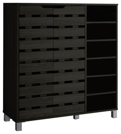 Shirley Wood 2 Door Shoe Cabinet With Open Shelves Dark Brown