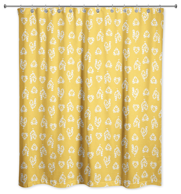 Yellow Rooster Pattern Shower Curtain Contemporary Yellow Rooster Pattern Shower Curtain Contemporary Curtains By Designs Direct