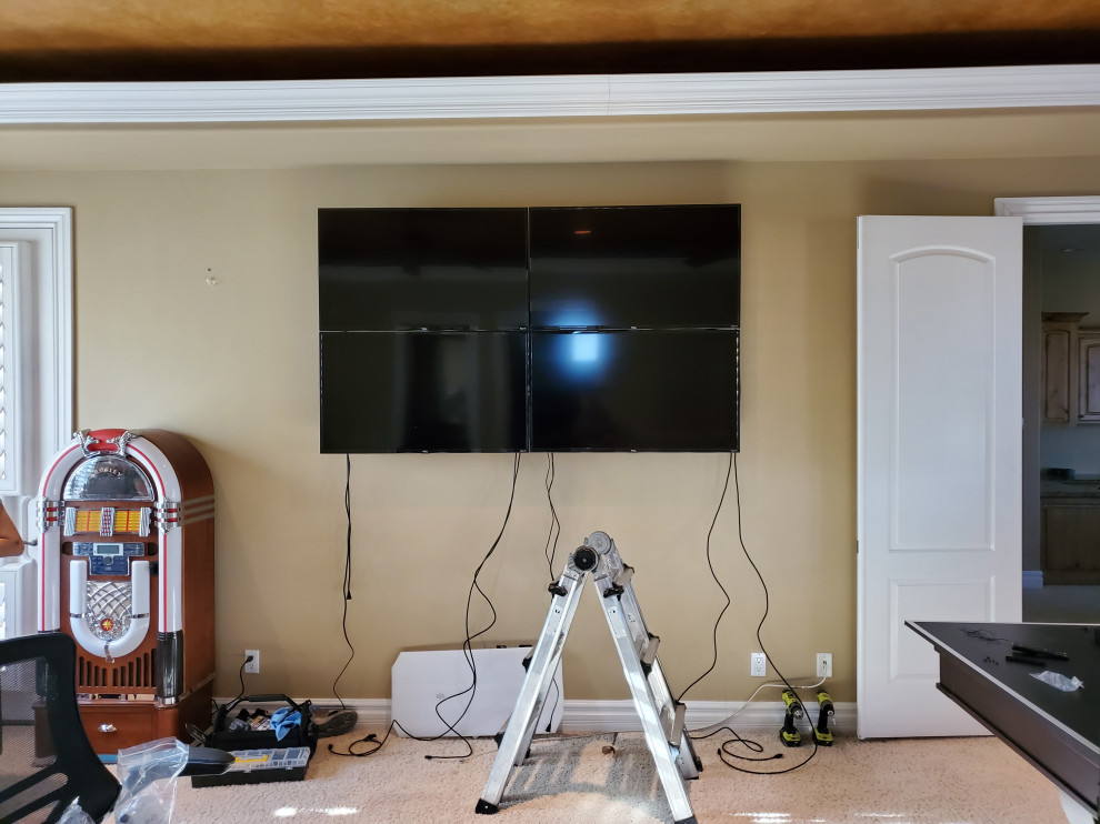 Mr. K's New Game Room with quad TV Video Wall - Modern - Las Vegas - by Mounting Vegas | Houzz