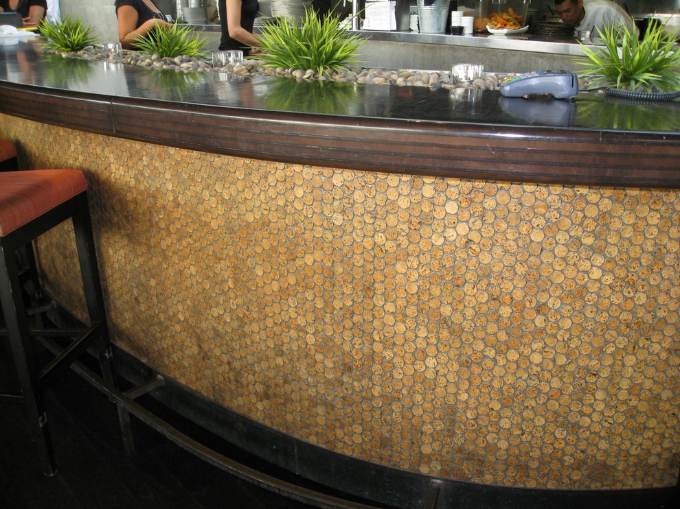 Example of a transitional home bar design in Phoenix