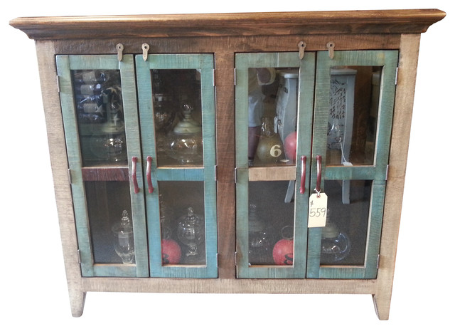 Antique Multi Color Pine Console Cabinet With 4 Doors Antique Multi Color Pine Console Cabinet With 4 Doors