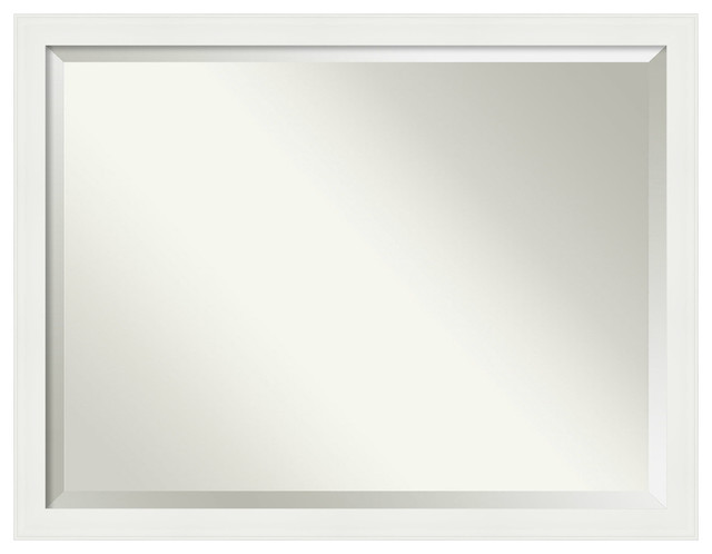 Vanity White Narrow Beveled Bathroom Wall Mirror - 43.5 x 33.5 in.