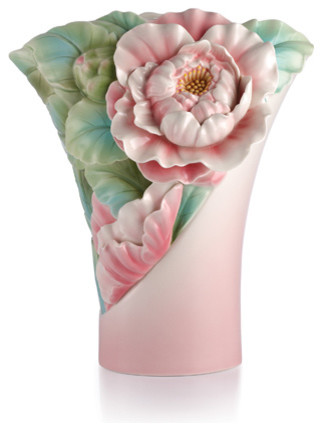 Franz Porcelain Collection Graceful Blossom Camellia Vase