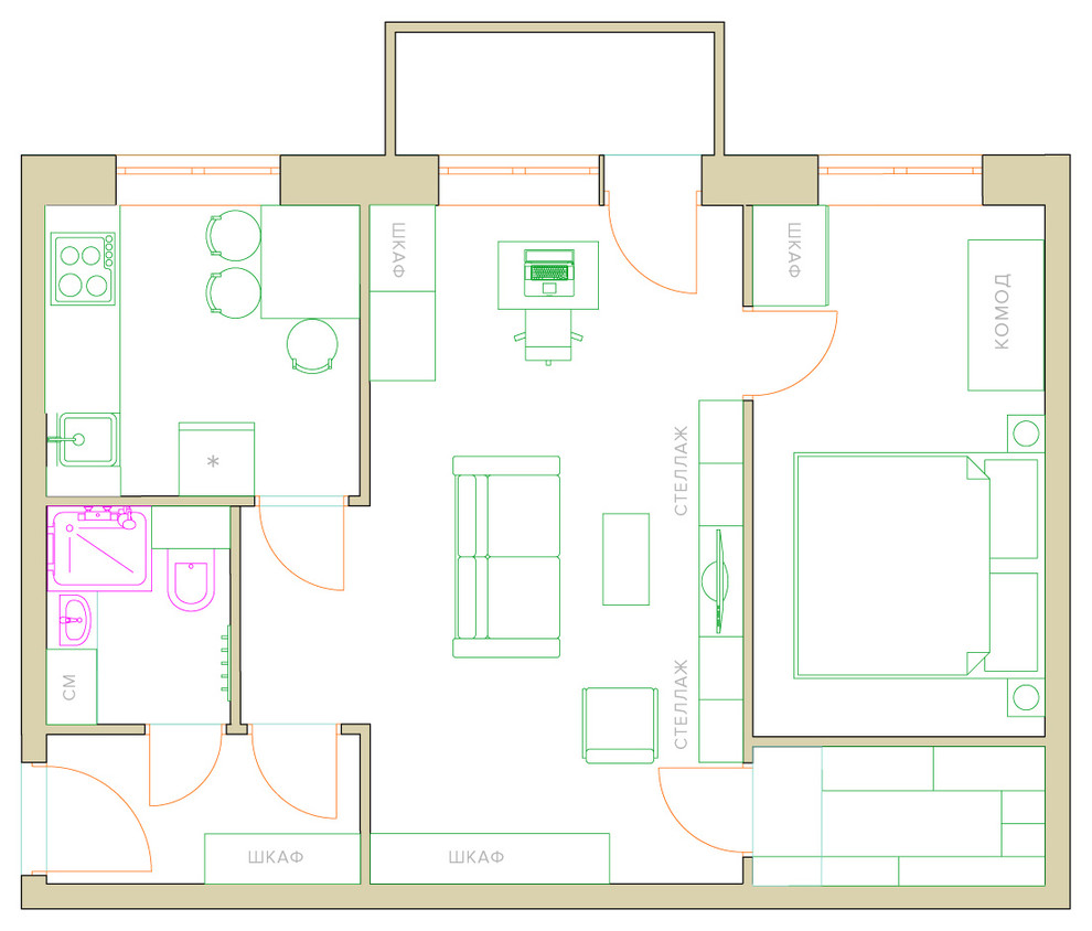Дизайн 2х комнатной хрущевки с проходной комнатой фото без перепланировки