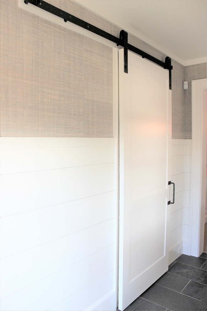 Inspiration for a timeless entryway remodel in Boston
