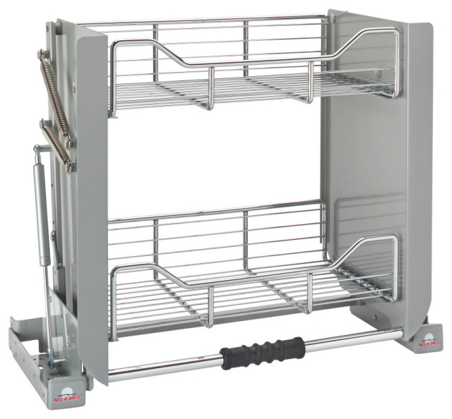 Pull Down Organizer for Wall Cabinets, Chrome, 22.25"W