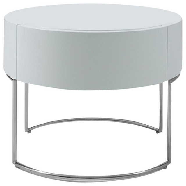 Modrest Modern White Lacquer Round Nightstand Modrest Modern White Lacquer Round Nightstand