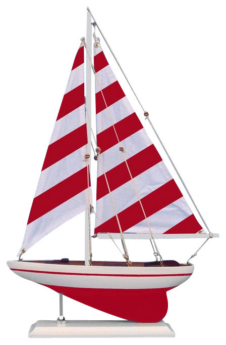 Pacific Sailer, Sailboat Decor, Red Striped, 25"