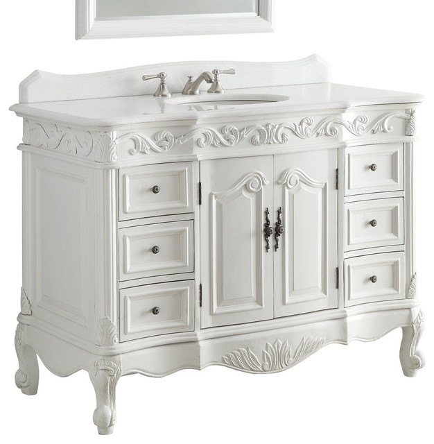 48 Inch Antique White Traditional Style Single Sink Beckham Bathroom ...