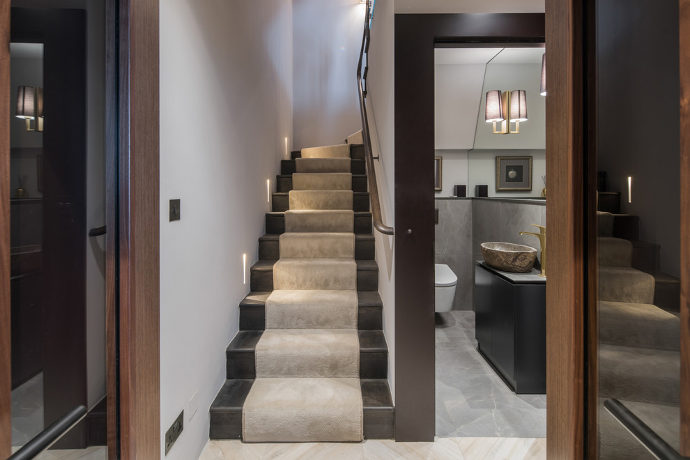 Design ideas for a transitional staircase.