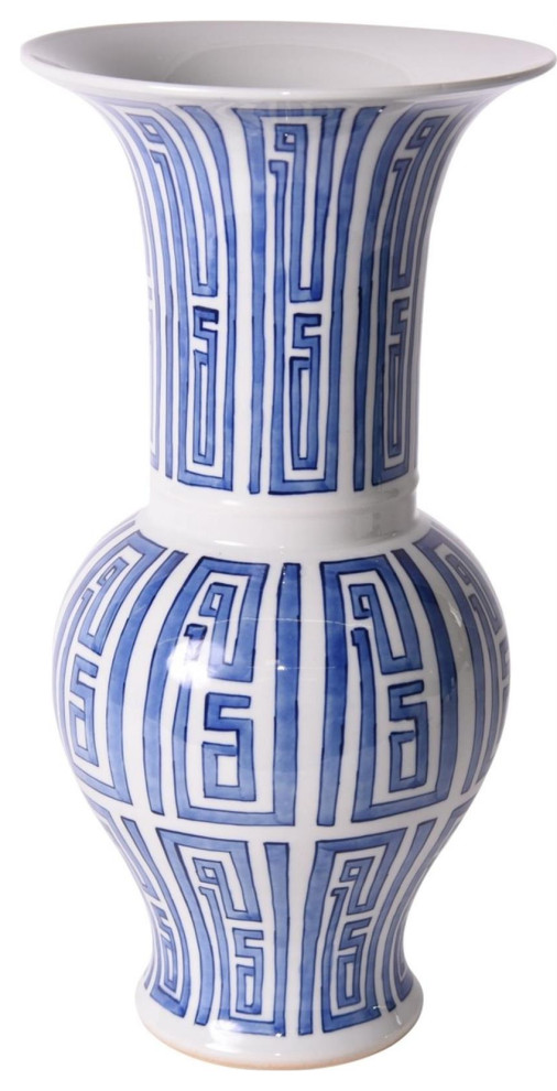 Vase Siam Symbol Jar Baluster White Blue Colors May Vary Variable