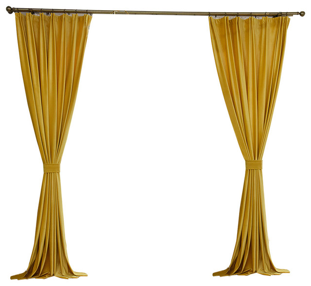 Luxury Velvet Curtain Panels Gold Set, Velvet Curtain Panels