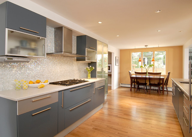 Blue/ Gray toned kitchen - Contemporary - Kitchen - Boston ...