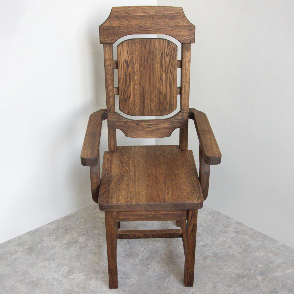 Стул из массива дерева со спинкой и подлокотниками из дерева на заказ  © https:/