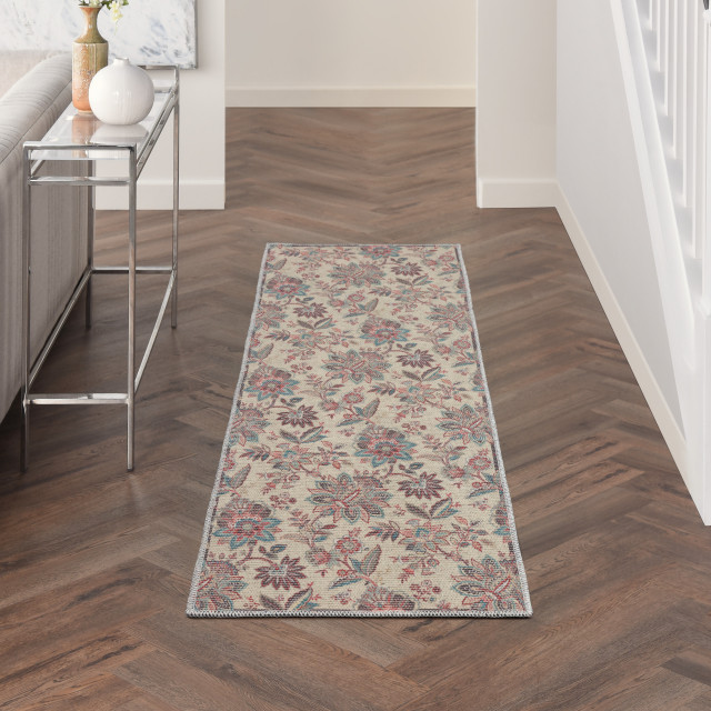 Waverly Washables Collection WAW01 Runner Rug, Beige, 2' x 6
