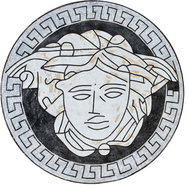 Versace |||, Marble Mosaic Medallion - Traditional - Tile Murals - by ...