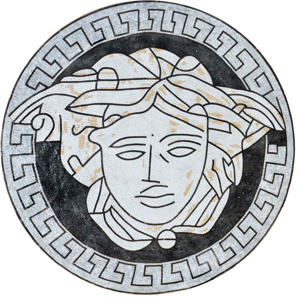 Versace Marble Mosaic Medallion Traditional Tile Murals By Mozaico Inc Houzz