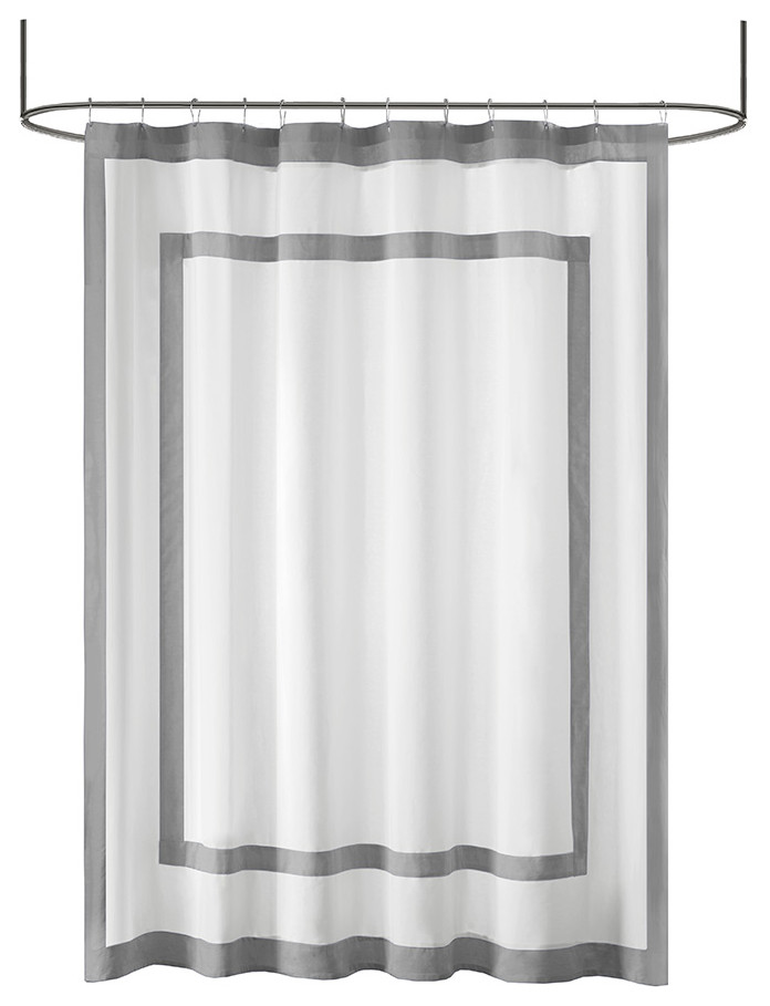 Madison Park Greyson Cotton Shower Curtain, Grey Contemporary