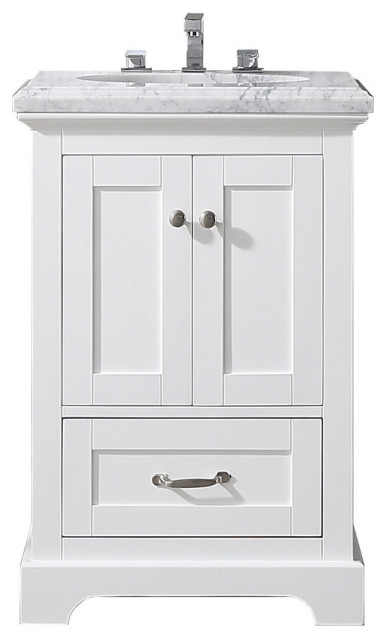 Eviva Houston 24 Inch White Bathroom Vanity With Double Ogee Edge Carrara Transitional Vanities And Sink Consoles By Homesquare Houzz - 24 Inch White Bathroom Vanity With Quartz Top