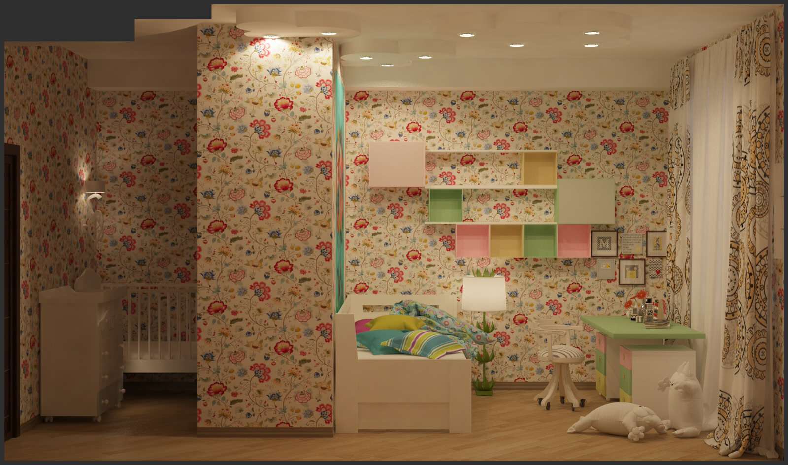 Родился еще малыш (две зоны в комнате: для новорожденного и для старшей)