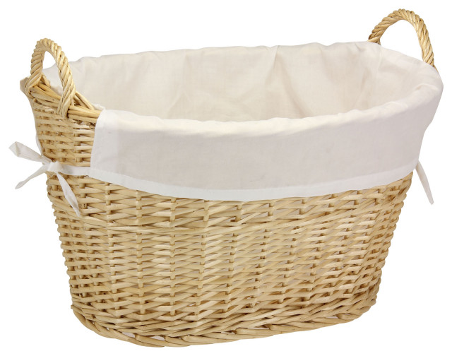 Willow Natural Basket With Lining and Handles