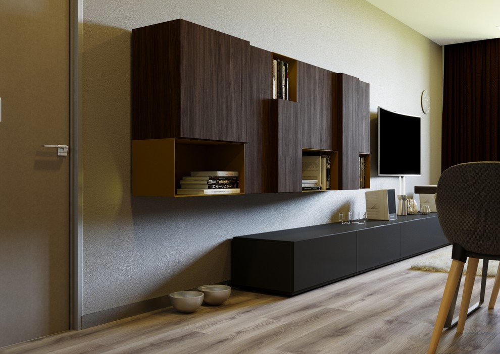 Современная гостиная совмещенная с кухней