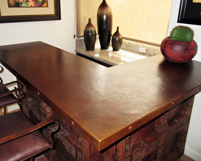 Sealed Patina On Hammered Copper Countertop Southwestern Home