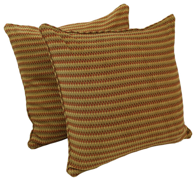25IN Jacquard Chenille Square Floor Pillows, Autumn Gingham
