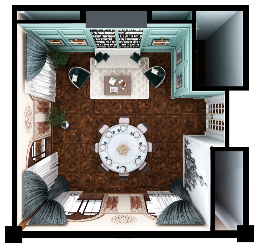 Обеденный зал в псевдорусском стиле