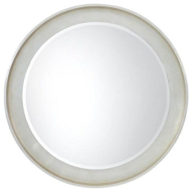 Modern Round Silver Leaf Mirror