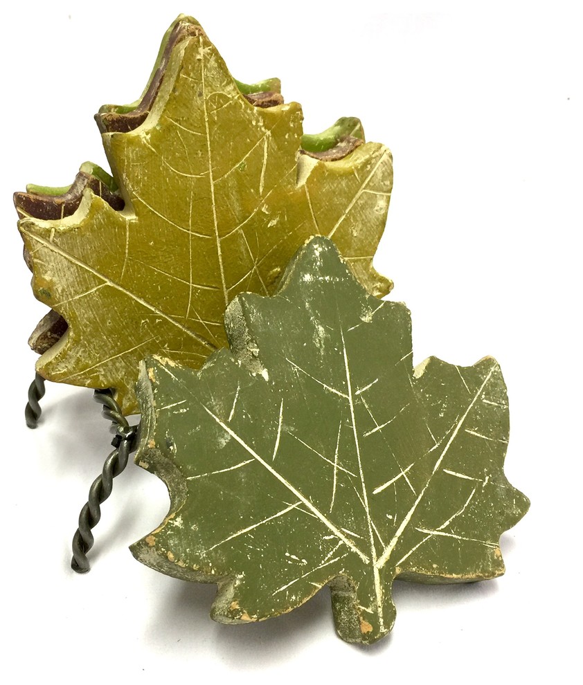 Maple Leaf Coasters With Wire Stand, Set of 4