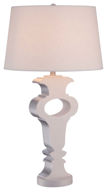 Ambience 12430-0 1 Light 32"H Table Lamp - Cream with Silver Leaf Highlights