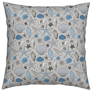 Seashells Nautical Ocean Shells Blue On Grey Blue Seashell Throw
