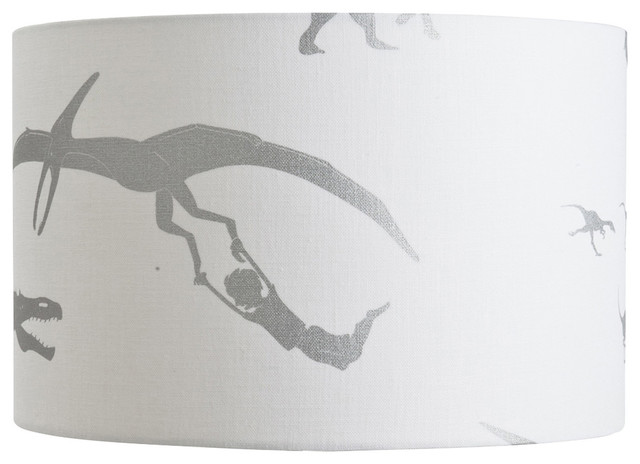 PaperBoy Interiors "D'ya-Think-E-Saurus" Lampshade, White and Silver, Floor or T