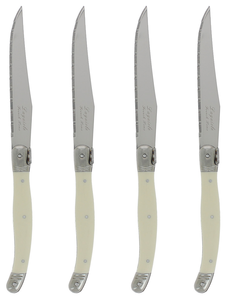 Laguiole Faux Ivory Steak Knives, Set of 4 Contemporary Steak