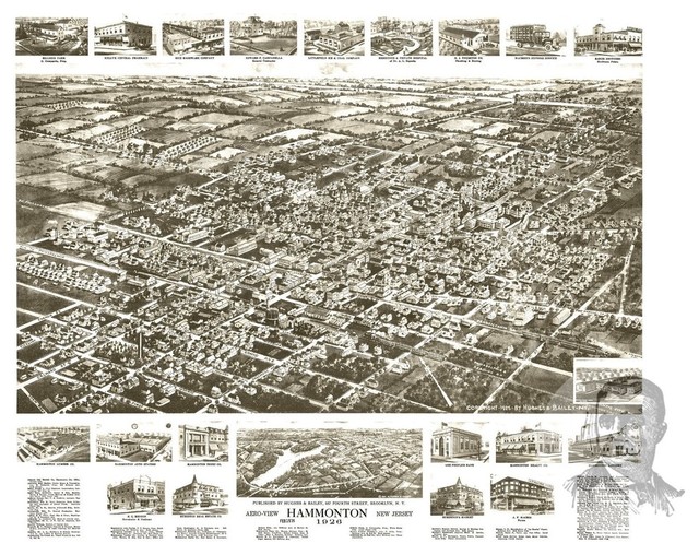 Old Map of Hammonton New Jersey 1926, Vintage Map Art Print, 24"x36