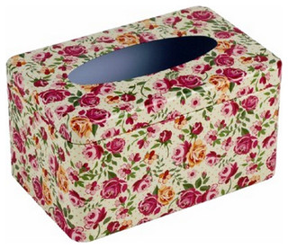 Great Gift! Tissue Box Cover Wedgewood Blue Floral with Circle Opening