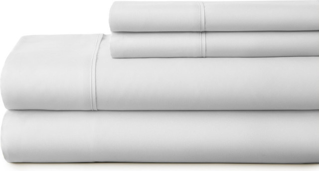 Becky Cameron Luxury 4-Piece Bed Sheet Set, California King, Light Gray