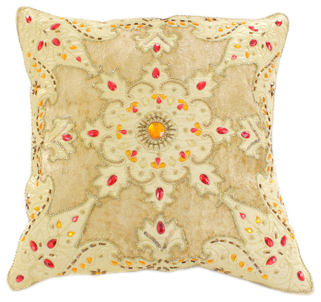 Velvet Sparkle Pillow Cover, Set of 2, Beige