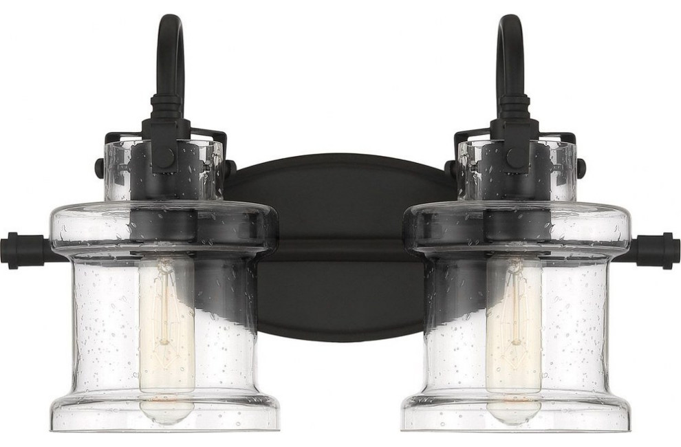 2 Light Transitional Bath VanityEarth Black Finish Bathroom Vanity